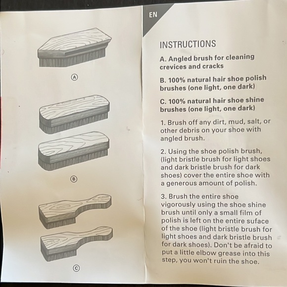 Kikkerland shoe cleaner brush set-5 beechwood handle & natural hair brush-NIB - Picture 10 of 13